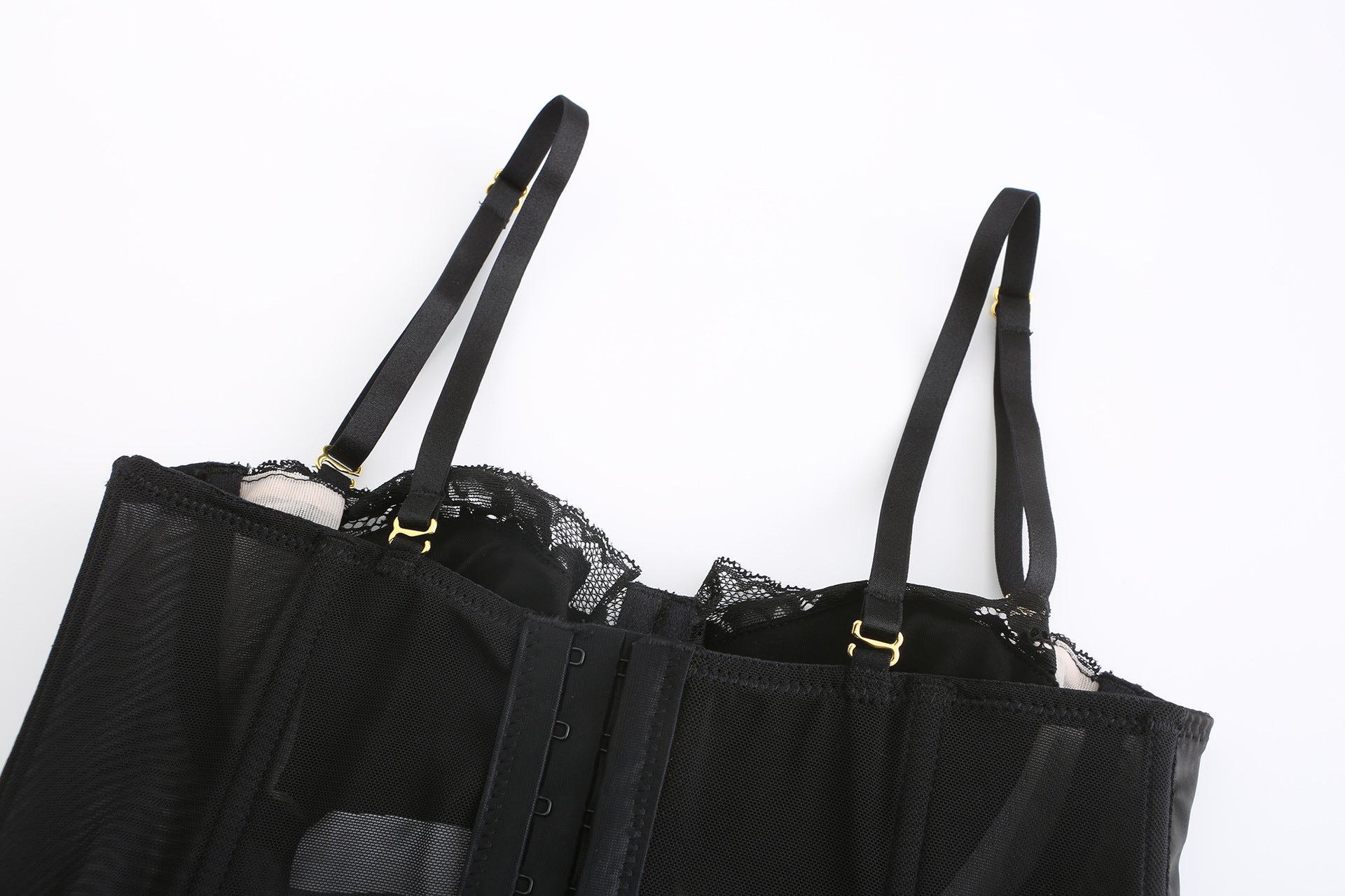 Gothic Lace Long Fishbone Bra